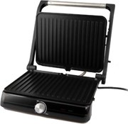 Електрическа скара Rosberg R51442M, 2000W, Грил, Незалепващи плочи-29х23 см, Отваряне на 180°C, Инокс/черен