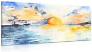 Картина на платно – Акварелно море и залязващо слънце