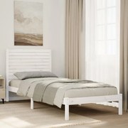 3309296 vidaXL Рамка за легло без матрак, бял, 90x210 см, масивна дървесина