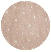 Светлорозов ръчно изработен памучен детски килим подходящ за пране ø140 cm Round Dot Rose – Lorena Canals