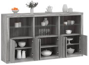 3209154 vidaXL Сайдборд с LED светлини, сив сонома, 181,5x37x100 см