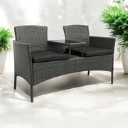 Градински ратанов комплект NM-03 - сив + сиви възглавници