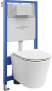 Mexen комплект за стенен монтаж WC стелаж Fenix Slim с чиния WC Rico и капак с бавен пад, матово бяло - 61030724001