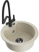 Mexen Diego гранитна мивка с 1 отделение и кухненски смесител Duo, бежов - 6512-69-671701-70-B