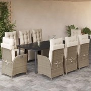 3213447 vidaXL Градински комплект с възглавници, 9 части, бежов полиратан