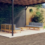 3096093 vidaXL Градински лаундж комплект със сиви възглавници, 7 части, бор