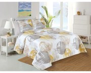 Жълто-бял капитониран комплект шалте и калъфка за възглавница 220x240 cm Ronda – My House