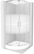 Mexen Rio полукръгла душ кабина 70 x 70 см, бели ленти, хром + поддушово корито, бяло - 863-070-070-01-20-4710