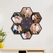 Дървен часовник с 6 ваши снимки