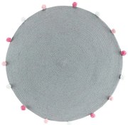 Светлосив кръгъл килим ø 90 cm Pompomparty – douceur d'intérieur