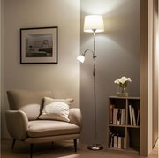 Brilagi - Подова лампа CERIA 1xE27/100W/230V + 1xE14/25W матов хром/бежова