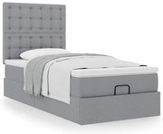 3313285 vidaXL Османска легло с матрак, светлосиво, 90x190 см, плат