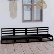 3075343 vidaXL Градински 4-местен диван, черен, бор масив