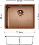 Leks FERRARA PLUS 500 U CU Кухненска мивка за вграждане