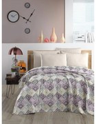 Лилаво-кремаво памучно покривало за легло 200x230 cm Pique – Mila Home