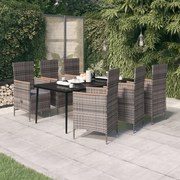 3099453 vidaXL Градински трапезен комплект от 7 части с възглавници сив