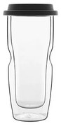 Стъклена двустенна термочаша със силиконов капак 460мл h19см DRINK&amp;DESIGN-(12836/01) (RM 507)
