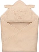 Lionelo - Детска муселинова хавлия с качулка, беж капучино