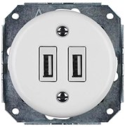 Bohemia-Design -Порцеланова ретро USB захранваща розетка без рамка 2x USB-A бяла