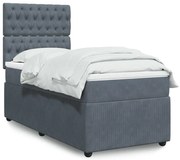 3294569 vidaXL Боксспринг легло с матрак, тъмносиво, 100x200 см, кадифе