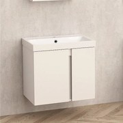 Висящ конзолен шкаф за баня ICP 6087 "ЗОРА" Inter Ceramic, 60x41x50см, с умивалник, PVC, бял, с две врати