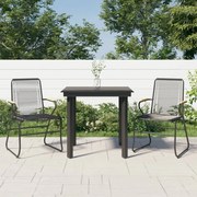 3099209 vidaXL Градински трапезен комплект от 3 части, черно, PVC ратан