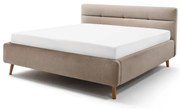 Бежово двойно легло 160x200 cm тапицирано с място за съхранение с включена подматрачна рамка Lotte – Meise Möbel
