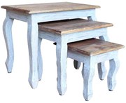 244505 vidaXL Комплект 3 стифиращи масички, махагоново дърво масив