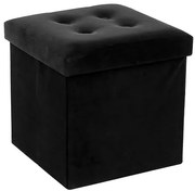Пуф със съхранение atmosphera Lysandre, Сгъваем, Кадифе - Черен