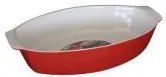 Cerutil - Керамична тава овал с дръжки 34х21хh7,5см червено/бяло-(P0571)