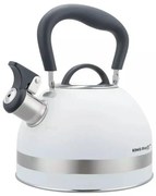 Свирещ чайник Kinghoff KH 1852, 1.8 л, Индукция, Топлоизолирана дръжка, Бял