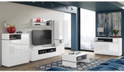 Комплект мебели ФОЛК Бял гланц/мат + Бетон Милениум - МОДЕРНА СЕКЦИЯ ЗА ДНЕВНА С ГОЛЯМ ТВ ШКАФ