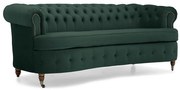 Диван Chesterfield Овал в цвят тъмнозелен, четириместен 230х86х80 см