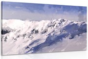 Картина на платно – Маслена живопис на заснежени планини