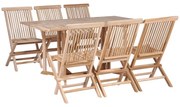 44661 vidaXL Градински трапезен комплект, сгъваем, 7 части, тик масив