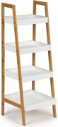 Етажерка 4 рафта МДФ бял естествен бамбук, 98*36*34см