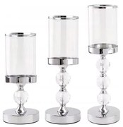Комплект от 3 свещника с лъскаво хромово покритие