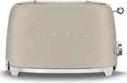 Тостер за хляб SMEG 50's Style TSF01MLMEU, 950W, 2 филии, 6 нива, Тавичка за трохи, Вграден кабел, Неръждаема стомана, Бежов