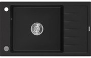 Mexen Elias гранитна мивка с 1 отделение и отцедник 795 x 480 mm, черна, хромиран сифон - 6511791005-77