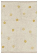 Ръчно изработен памучен детски килим подходящ за пране в цвят жълта охра и кремаво 120x160 cm Hippy Dots Honey – Lorena Canals