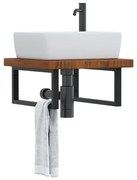 3302413 vidaXL Стенен рафт за мивка, стомана и масивно дърво дъб