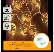Aigostar - LED коледен гирлянд 20xLED/3xAA 3m топла бяла светлина Дядо Коледа