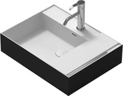 Мивка за баня ICB 6016B, монтаж върху плот, смола, черен мат + бял мат, 60x46x16см