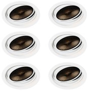 Комплект от 6 модерни вградени спота бели регулируеми - Coop 111 Honey