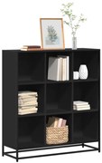 3300860 vidaXL Библиотека, черен, 97,5x33x107,5 см, инженерно дърво и метал