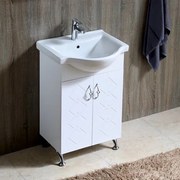 Долен шкаф за баня 5529 РОБЕРТО, PVC, бял, с умивалник, 55.5x50x85см