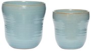 Комплект от 2 сини керамични саксии Tina - Hübsch