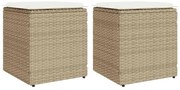 4104043 vidaXL Градински табуретки с възглавници 2 бр. бежови 40x40x43 cm
