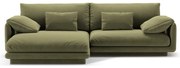 Светлозелен кадифен ъглов диван (ляв ъгъл) Torino – Micadoni