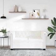 242371 vidaXL Честърфийлд 2-местен диван изкуствена кожа бял